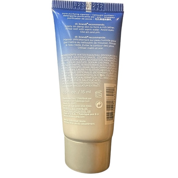 DR. BRANDT SKINCARE Pores No More Pore Purifying Cleanser New 15ml Deluxe Mini - Picture 3 of 8